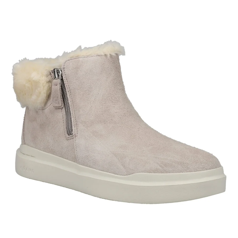 Cole Haan Off-White Fur-Lined Grandseries Waterproof Zippered Boots Size 11